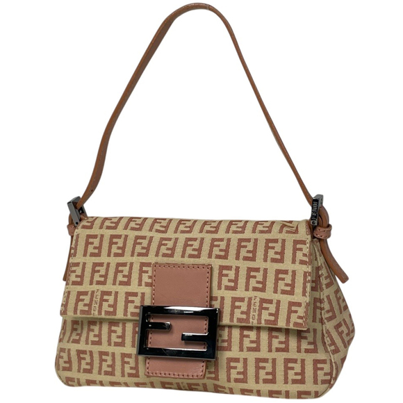 FENDI Handbags - Fendi Zucchino Pattern Shoulder Bag, Canvas, Beige/Pink, 8BR180, Women's